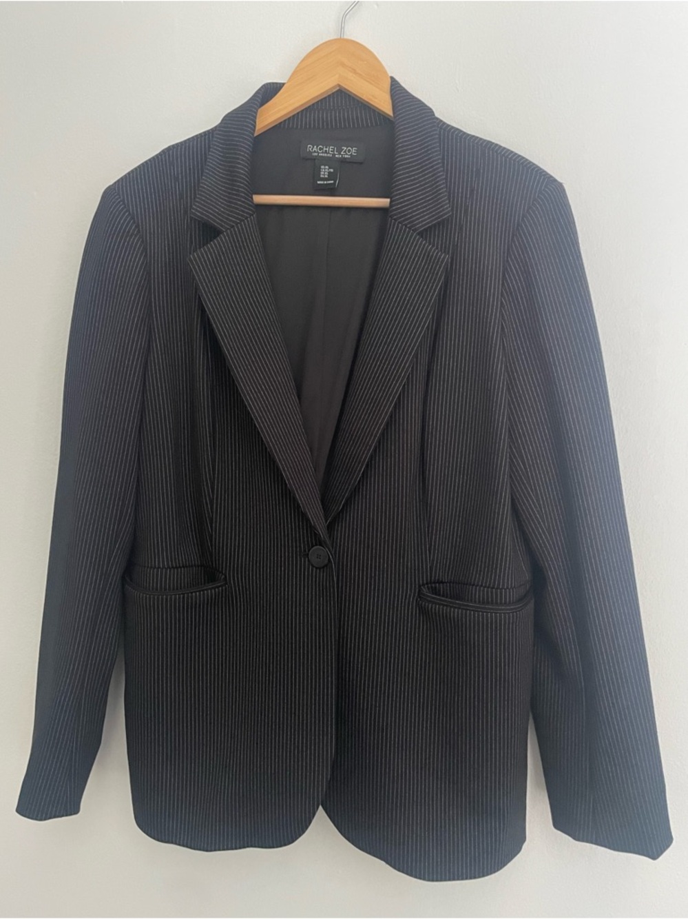 Rachel Zoe black pinstripe fitted blazer XL